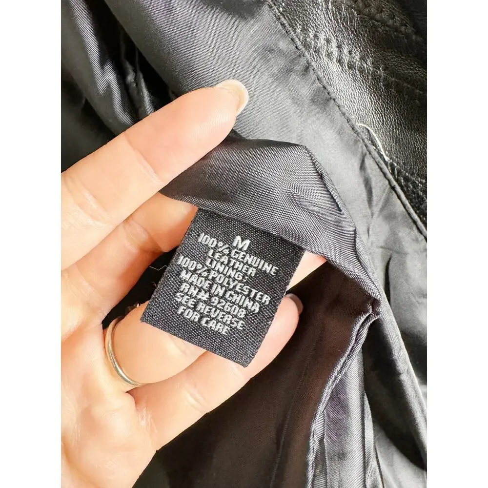 Vintage Black PBX Basics Patchwork Leather Sleek Jacket Coat Medium